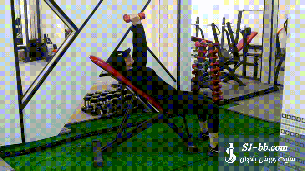  پشت بازو دمبل خوابیده روی میز شیبدار
