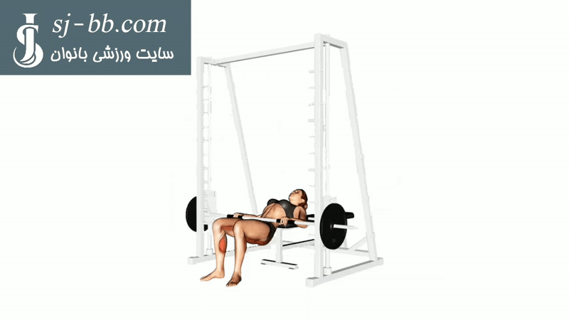 اجرای حرکت هیپ تراست اسمیت در باشگاه با وزنه سنگین